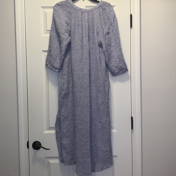 Zara gauzy Linen Tunic Dress, with pockets, blue & white woven fabric, NWT - Picture 8 of 11